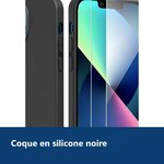 Vue de détail – Coque Silicone Noire Pour iPhone 13 + 2 Verres Trempes