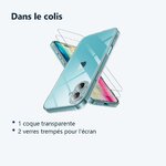 Contenu du colis – Coque Silicone Transparente + 2 Verres Trempes Pour iPhone 16 Plus
