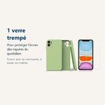 Verre trempé pour protéger lécran – Coque Silicone Pour iPhone 13 Couleur Vert Protection Objectif Appareil Photo + Verre T
