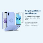 Accessoire ajusté au modèle exact – Coque Silicone Pour iPhone 13 Couleur Bleu Avec Anneau Support + 2 Verres Trempe Protect