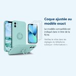 Accessoire ajusté au modèle exact – Coque Silicone Pour iPhone 13 Couleur Vert Avec Anneau Support + 2 Verres Trempe Protect