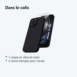 Contenu du colis – Coque Silicone Noir + 2 Verres Trempes Pour iPhone 16 Pro