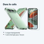 Contenu du colis – Coque Silicone Transparente Angles Renforces + Verre Trempe Pour Google Pixel 9 / 9 Pro