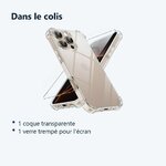 Contenu du colis – Coque Silicone Transparente Angles Renforces + Verre Trempe Pour iPhone 16 Pro Max