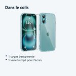 Contenu du colis – Coque Silicone Transparente + Verre Trempe Pour iPhone 16