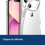 Vue de détail – Coque Silicone Transparent 4 Coins Renforces Pour iPhone 13 + Verre Trempe