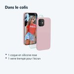 Contenu du colis – Coque Silicone Couleur Rose + Verre Trempe Pour iPhone 12 Mini