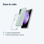 Contenu du colis – Coque Pour Samsung Galaxy S24 FE Silicone Transparente Angles Renforces + Verre Trempe