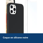 Vue de détail – Coque Silicone Noire Pour iPhone 12 / iPhone 12 Pro + Verre Trempe
