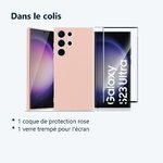 Contenu du colis – Coque Rose pour Samsung Galaxy S23 Ultra (6,8 pouces) et Verre Trempé Film Protection Ecran
