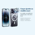 Accessoire ajusté au modèle exact – Coque Silicone Transparente Compatible Magsafe + Verres Trempes et Protections Camera Arr
