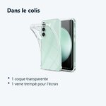 Contenu du colis – Coque Pour Samsung Galaxy S23 FE Silicone Transparente Angles Renforces + Verre Trempe