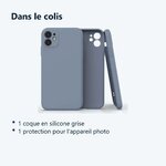 Contenu du colis – Coque Silicone Pour iPhone 13 Couleur Gris Protection Objectif Appareil Photo