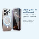 Accessoire ajusté au modèle exact – Coque Silicone Transparente Compatible Magsafe + Verre Trempes et Protection Camera Arrie