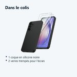 Contenu du colis – Coque Silicone Noir + 2 Verres Trempes Pour Samsung Galaxy A54 5G