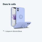 Contenu du colis – Coque Silicone Pour iPhone 12 Couleur Bleu Avec Anneau Support