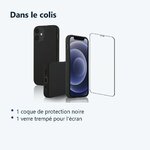 Contenu du colis – Coque Noir pour iPhone 12 Mini (5,4 pouces) et Verre Trempé Film Protection Ecran