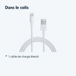 Contenu du colis – Cable Lightning Longeur 1M Couleur Blanc Pour iPhone SE 2020 / X / Xr / 11 / 12