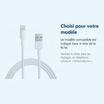 Accessoire ajusté au modèle exact – Cable Lightning Longeur 1M Couleur Blanc Pour iPhone SE 2020 / X / Xr / 11 / 12