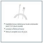 Expédition le jour même, livraison offerte, retours sous 30 jours – Cable Lightning Longeur 1M Couleur Blanc Pour iPhone SE 2