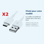 Accessoire ajusté au modèle exact – X2 Cable Usb / Type-C Blanc Pour Samsung Sony LG Wiko Huawei HTC Nokia Asus Archos Honor