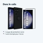 Contenu du colis – Coque avec Anneau Couleur Noir + Verre Trempe Pour Samsung Galaxy S23 Ultra 5G