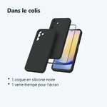 Contenu du colis – Coque Pour Samsung Galaxy A25 5G Silicone Noir + Verre Trempe
