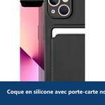 Vue de détail – Coque Silicone avec Porte Carte Noir Pour iPhone 13