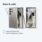 Contenu du colis – Coque Silicone Transparente + Verre Trempe Pour Samsung Galaxy S24 Ultra