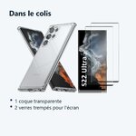 Contenu du colis – Coque Transparente pour Samsung Galaxy S22 Ultra (6,8 pouces) et 2 Verres Trempé Film Protection Ecran
