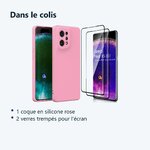 Contenu du colis – Coque Silicone Rose + 2 Verres Trempes Pour Oppo Find X5