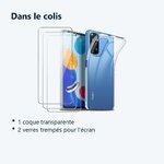 Contenu du colis – Coque Silicone Transparente + 2 Verres Trempes Pour Xiaomi Redmi Note 11 / Note 11s