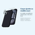 Accessoire ajusté au modèle exact – Coque Silicone Noir + Verres Trempes et Protections Camera Arriere X2 Pour iPhone 16