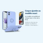 Accessoire ajusté au modèle exact – Coque Silicone Pour iPhone 12 Couleur Bleu Avec Anneau Support + Verre Trempe Protection