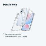 Contenu du colis – Coque Pour Samsung Galaxy S24 FE Silicone Transparente Angles Renforces + 2 Verres Trempes