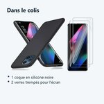 Contenu du colis – Coque Silicone Noir + 2 Verres Trempes Pour Oppo Find X3 Lite
