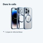 Contenu du colis – Coque Silicone Pour iPhone 14 Pro Max Couleur Bleu Compatible Magsafe
