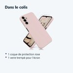 Contenu du colis – Coque Rose pour Samsung Galaxy A34 5G (6,6 pouces) et Verre Trempé Film Protection Ecran