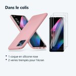 Contenu du colis – Coque Silicone Rose + 2 Verres Trempes Pour Oppo Find X3 Lite