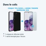 Contenu du colis – COQUE SILICONE NOIR + VERRE TREMPE POUR SAMSUNG S20