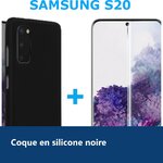Vue de détail – COQUE SILICONE NOIR + VERRE TREMPE POUR SAMSUNG S20