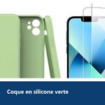 Vue de détail – Coque Silicone Pour iPhone 12 / iPhone 12 Pro Couleur Vert Protection Objectif Appareil Photo + 2 Verres Trem