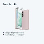 Contenu du colis – Coque Rose pour Samsung Galaxy S23 (6,1 pouces) et Verre Trempé Film Protection Ecran