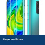 Vue de détail – Coque Silicone + 2 Verres Trempés pour Xiaomi Redmi Note 9