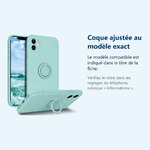 Accessoire ajusté au modèle exact – Coque Silicone Pour iPhone 13 Couleur Vert Avec Anneau Support