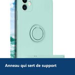 Vue de détail – Coque Silicone Pour iPhone 13 Couleur Vert Avec Anneau Support