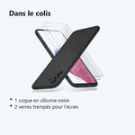 Contenu du colis – Coque Silicone Noir + 2 Verres Trempes Pour Samsung A53 5G