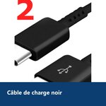 Vue de détail – X2 Cable Usb / Type-C Noir Pour Samsung Sony LG Wiko Huawei HTC Nokia Asus Archos Honor TEENO X2