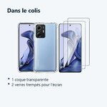 Contenu du colis – Coque Silicone Transparente Quatre Coins Renforces + 2 Verres Trempes Pour Xiaomi 11T / 11T Pro