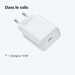 Contenu du colis – Chargeur Rapide 18W USB-C pour Samsung / Xiaomi / Oppo / Sony